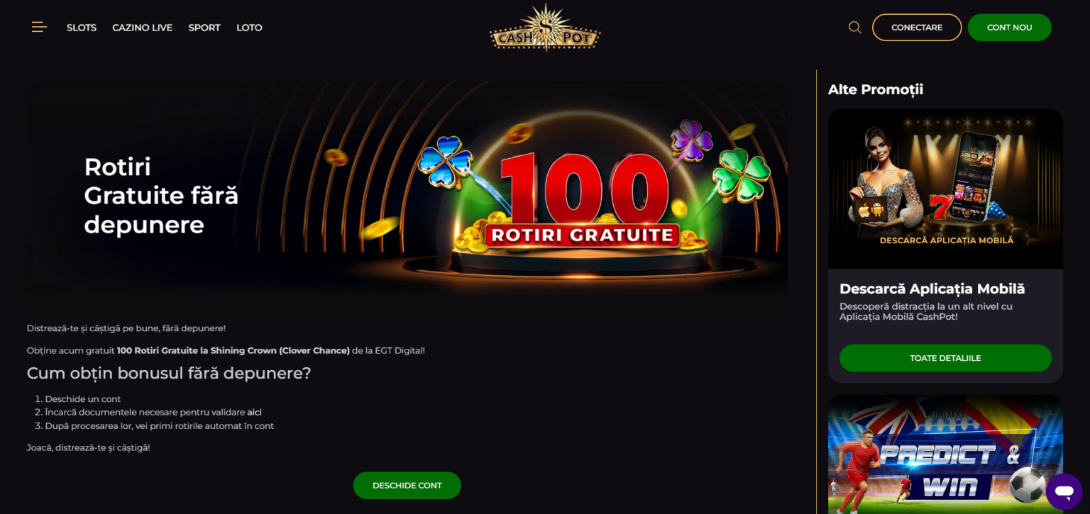 Rotiri gratuite Cashpot Casino